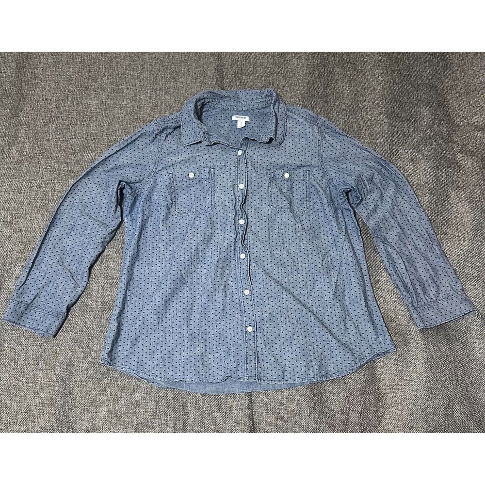 Men's Old Navy Blue Dotted Long Sleeve‎ Shirt
